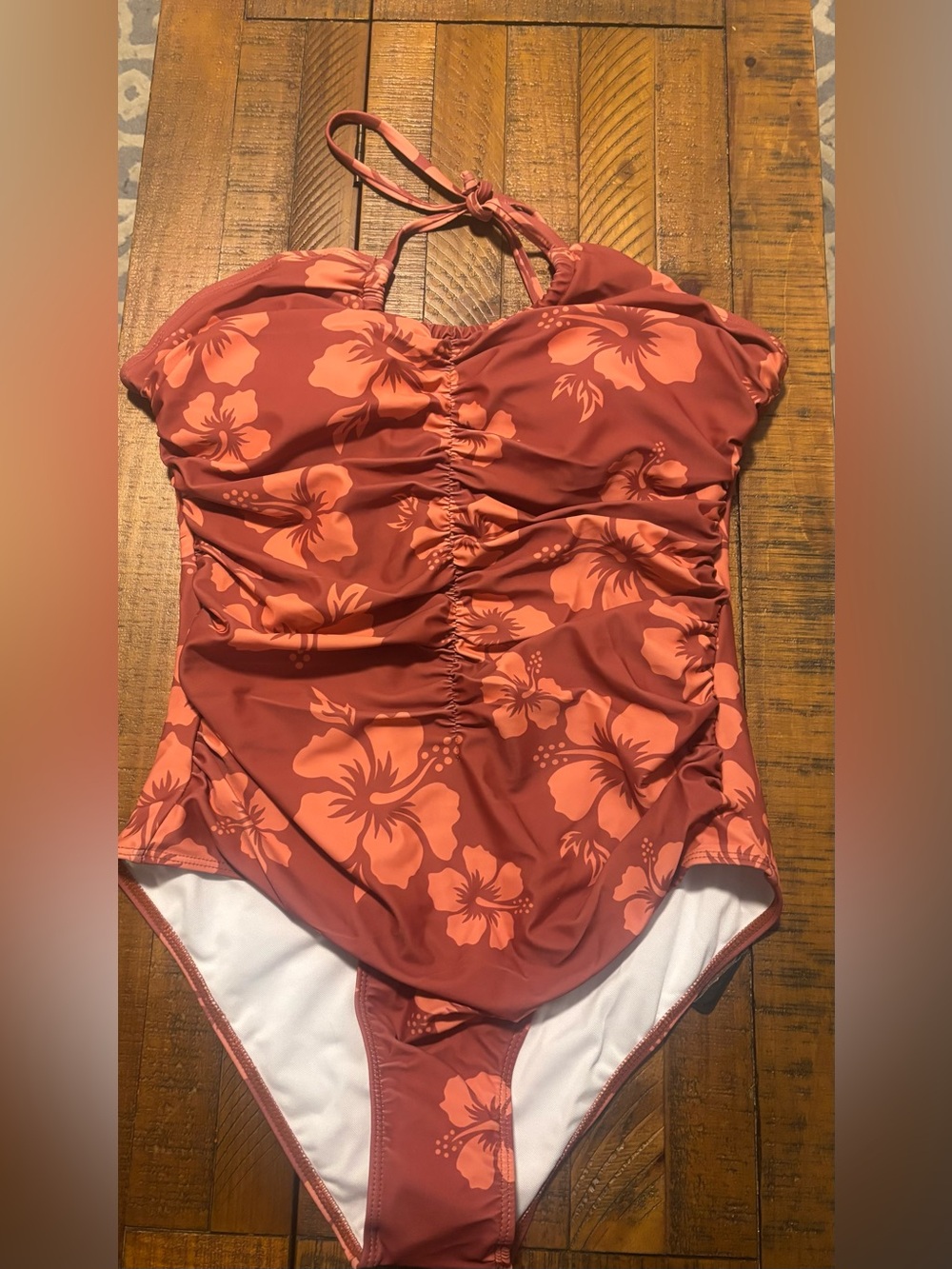 Tropical Print Halter Swimsuit